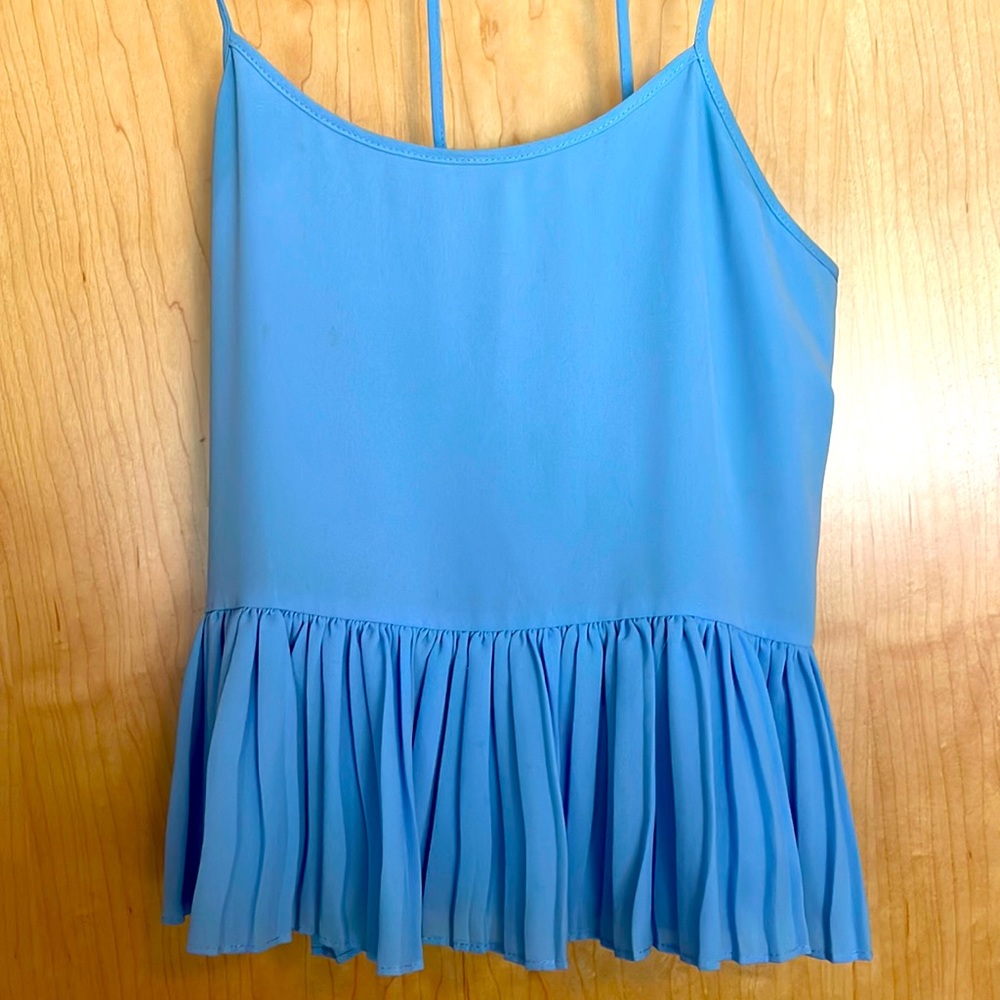 Elizabeth and James French blue peplum pleated top
